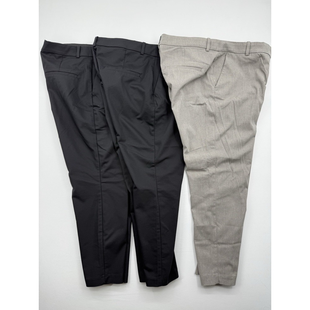 Lot Of 3 H&M  Womens Blk Gray Slacks Regular Waist Ankle Length Stretch Workwear